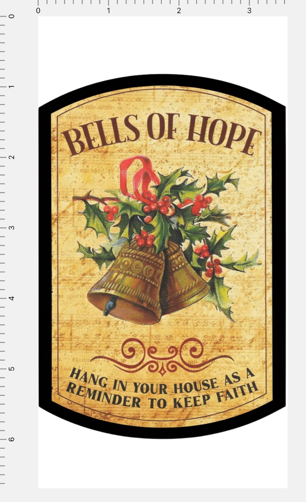 Bells of Hope Holly Christmas Faith Bottle Label Die Cut Vinyl Sticker Scrapbook