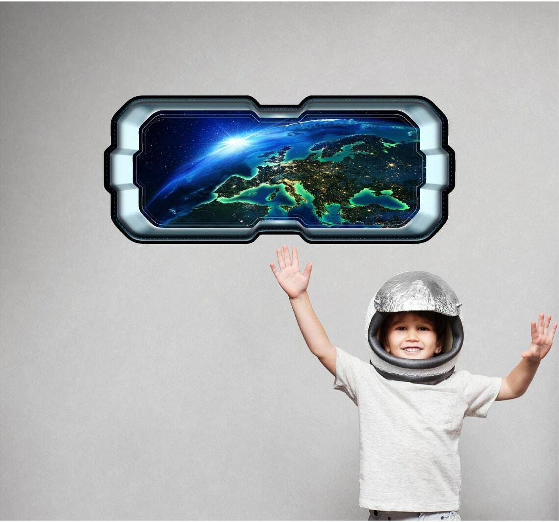 SpaceScape Orbiting Earth 3D Space Ship Window Wall Decal Vinyl Sticker Graphic