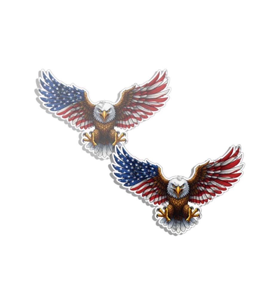 American Eagle Sticker Wide Wings PATRIOTIC Decals Made in USA 2 PACK