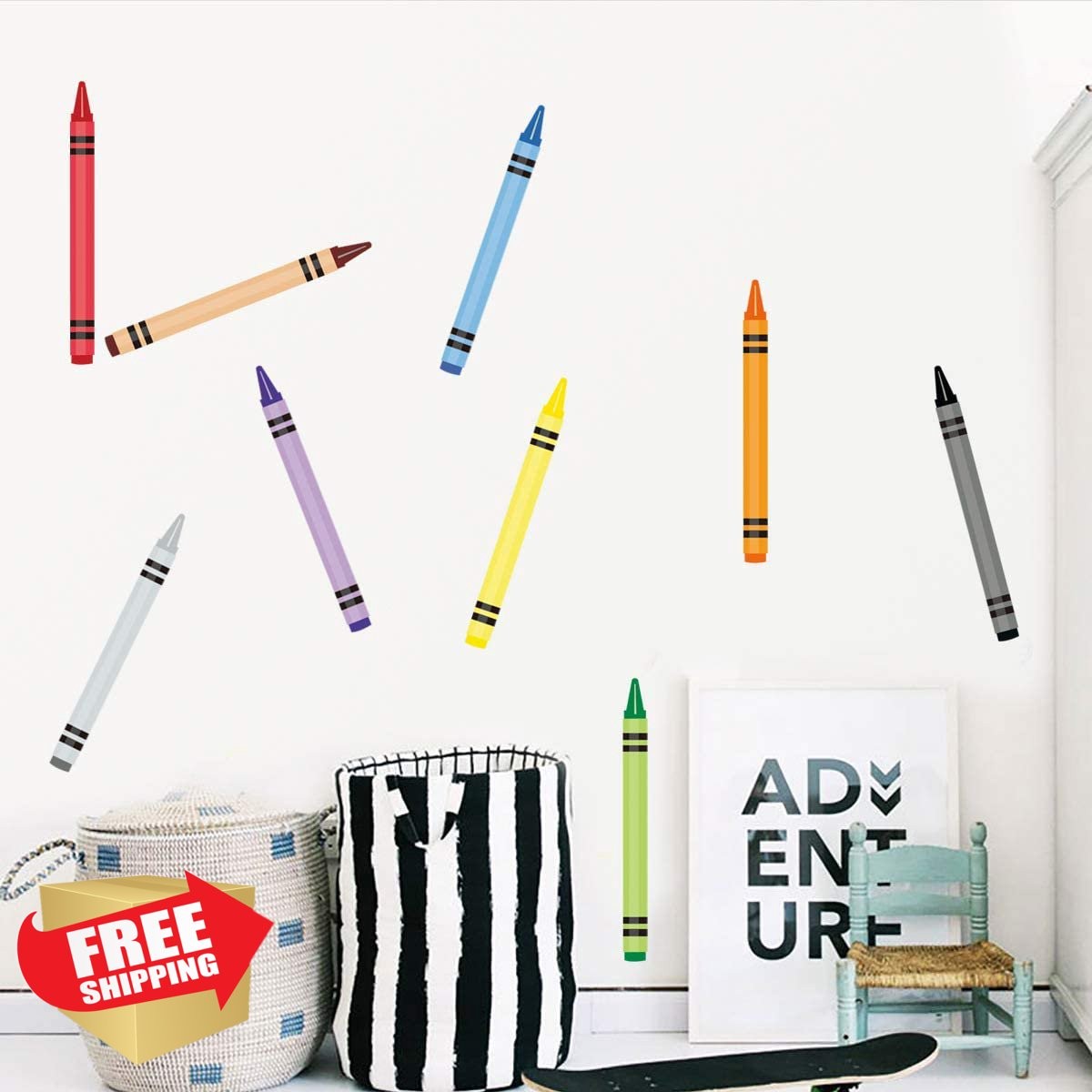 CozyDecor 12" Crayon Wall Decals