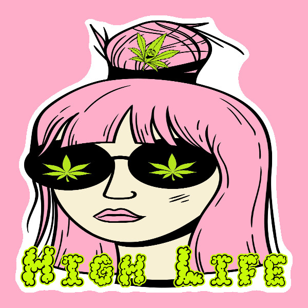 High Life Pink Stoner Girl Sticker Weed Cannabis Vinyl Weatherproof UV Safe