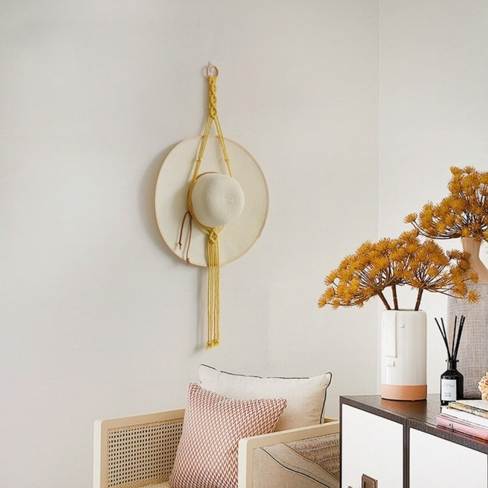 Modern Bohemian Tapestry Wall Hanging Made of Soft Cotton for Hat Organization
