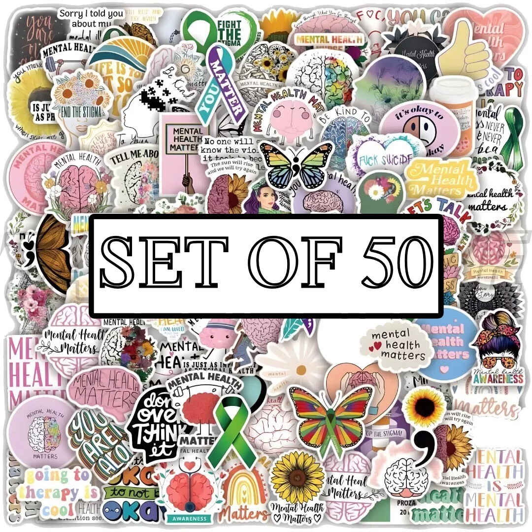 Mental Health Stickers Decals, Mental Health Awareness Stickers / 50-200 pcs