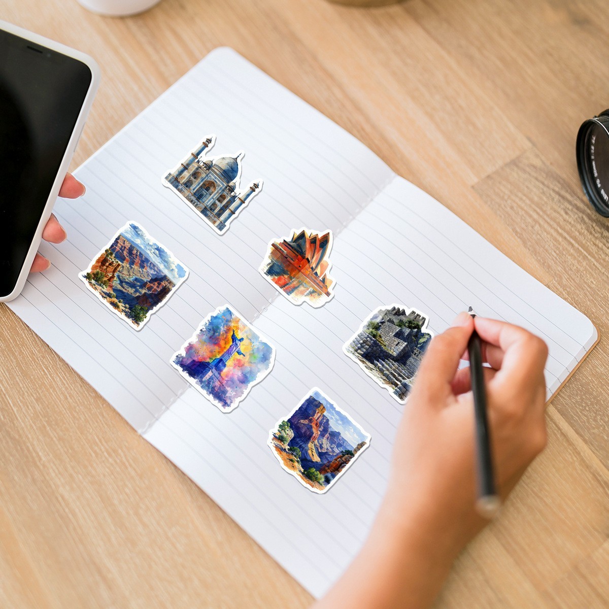 50pc Waterproof Stickers Iconic Landmarks Travel Trip Vacation Luggage Phone Car