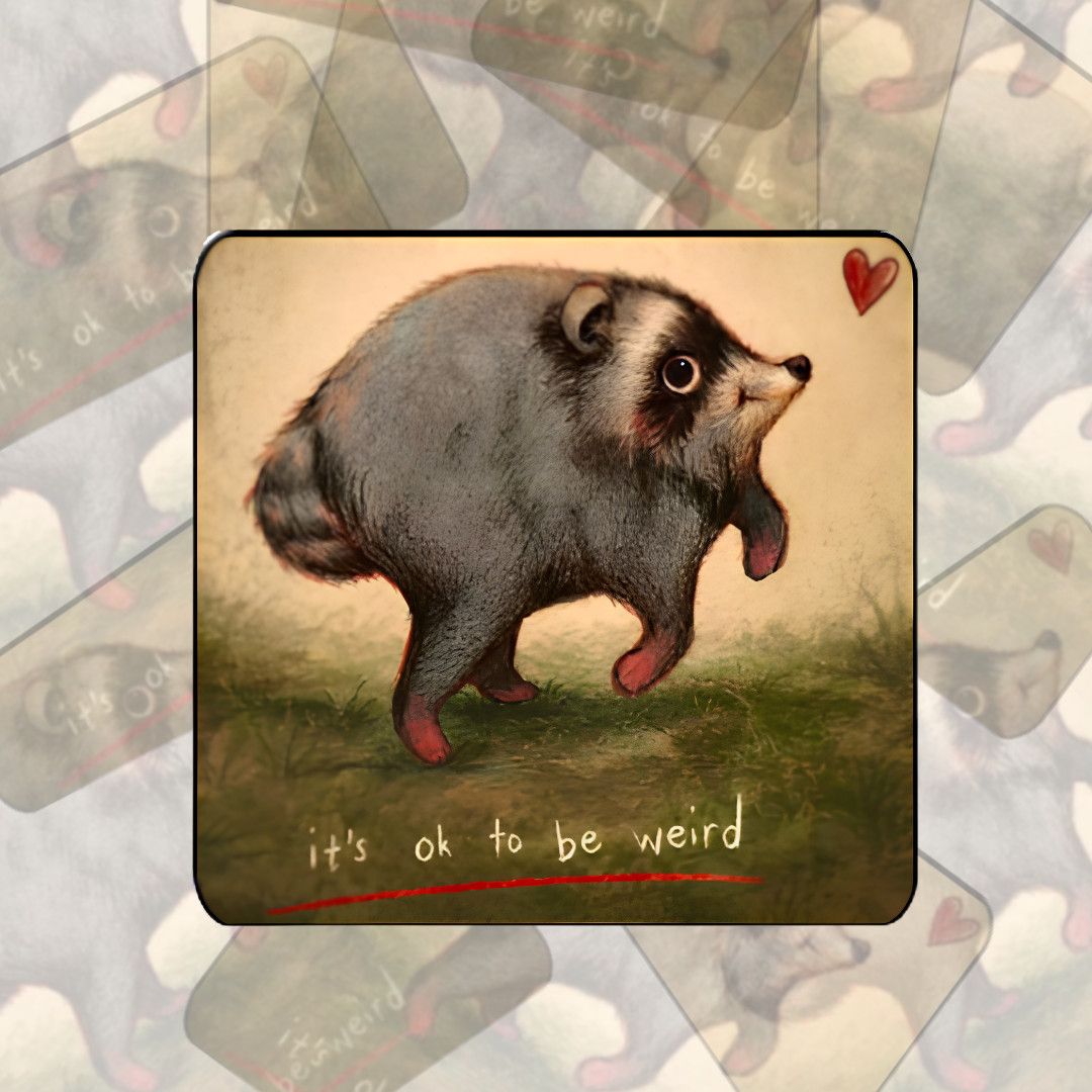3" Holographic Jimothy It's OK to Be Weird Raccoon Sticker