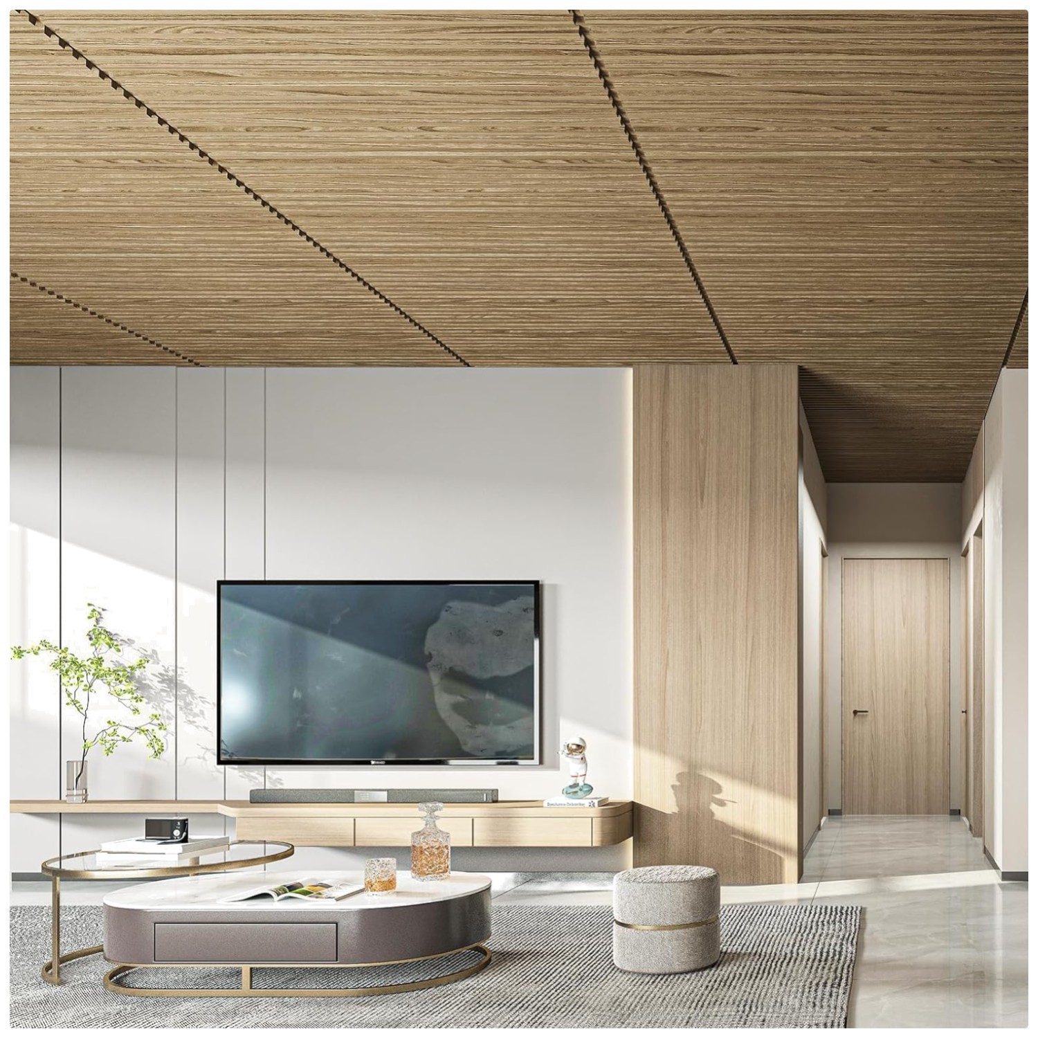 PVC Slat Design Panels – 12-Pack, Walnut, Waterproof