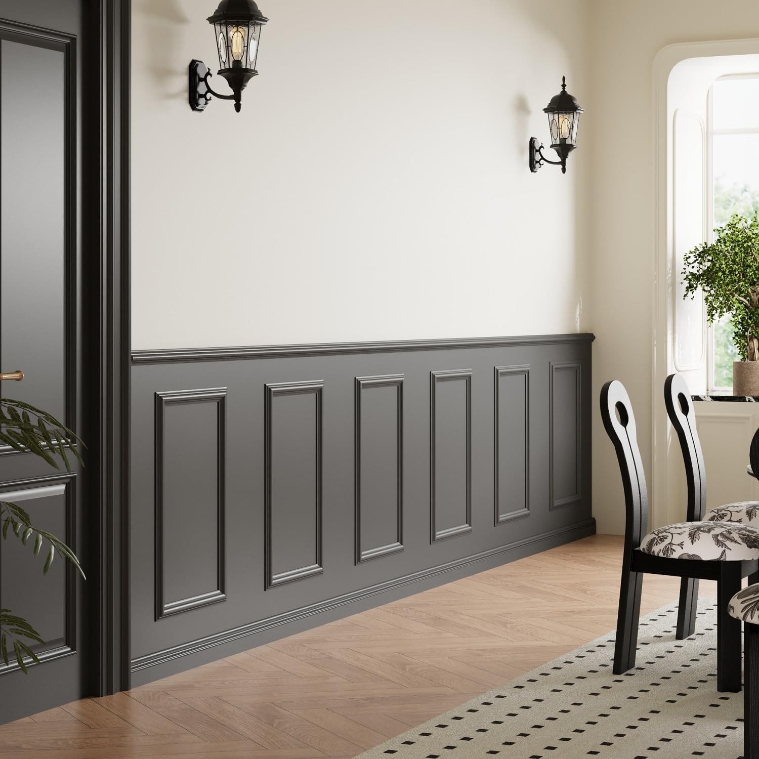 4 Set Peel and Stick Wall Molding Trim Kit, Premade Wainscoting Panels, White…