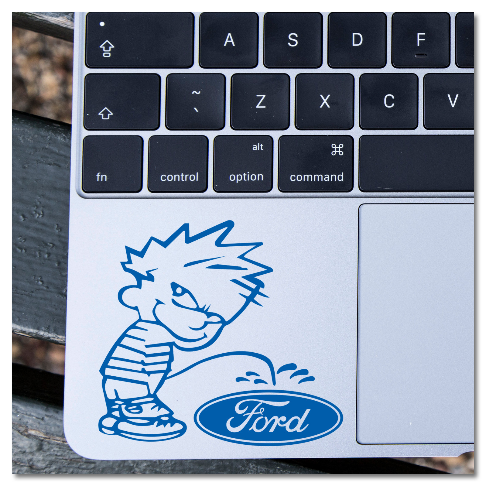 6" Calvin Peeing on Ford Logo Funny Vinyl Decal Sticker