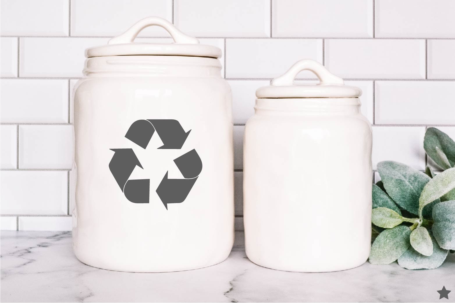 Recycle Symbol Decal Sticker Trash Can Label Think Green Save the Planet Earth