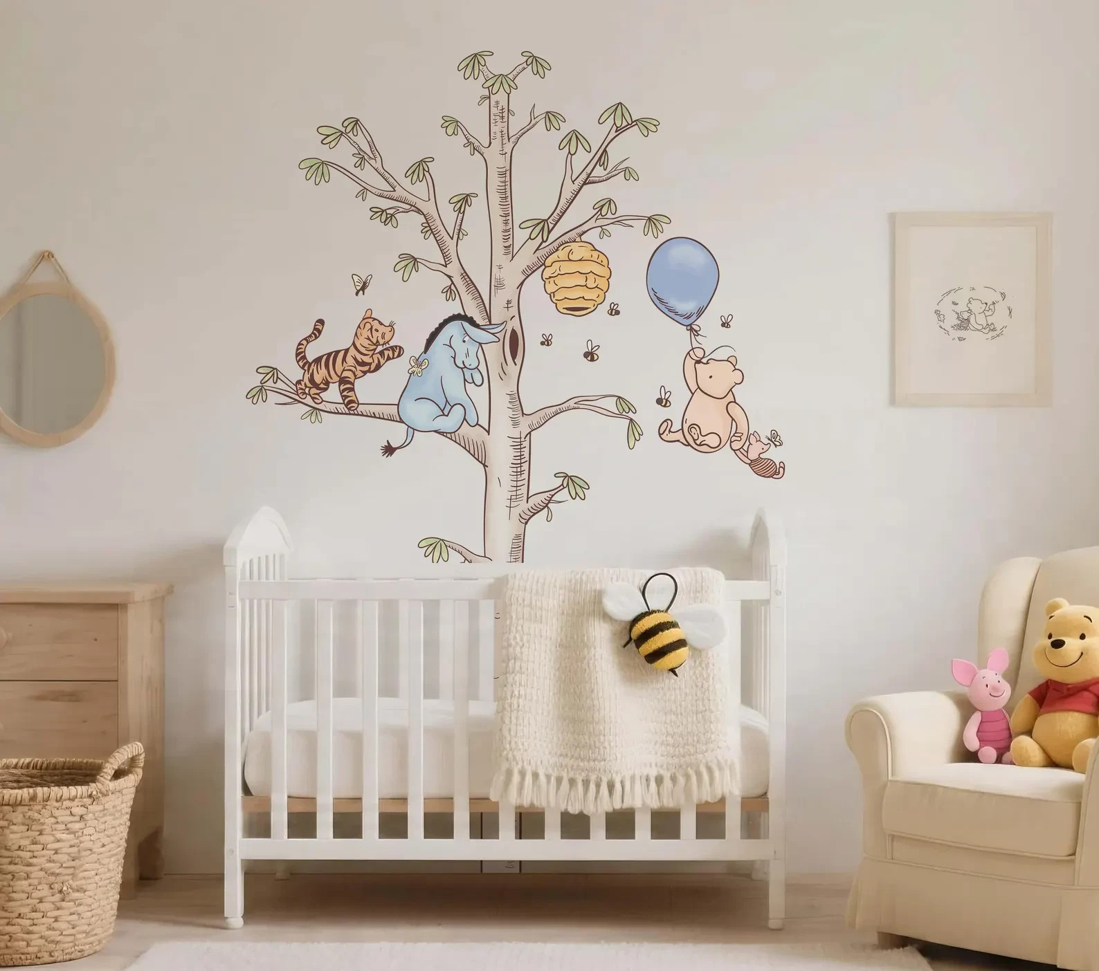 Cartoon Winnie Wall Decal Pooh Bear Mural Tiger & Donkey Wall Sticker Wall Art
