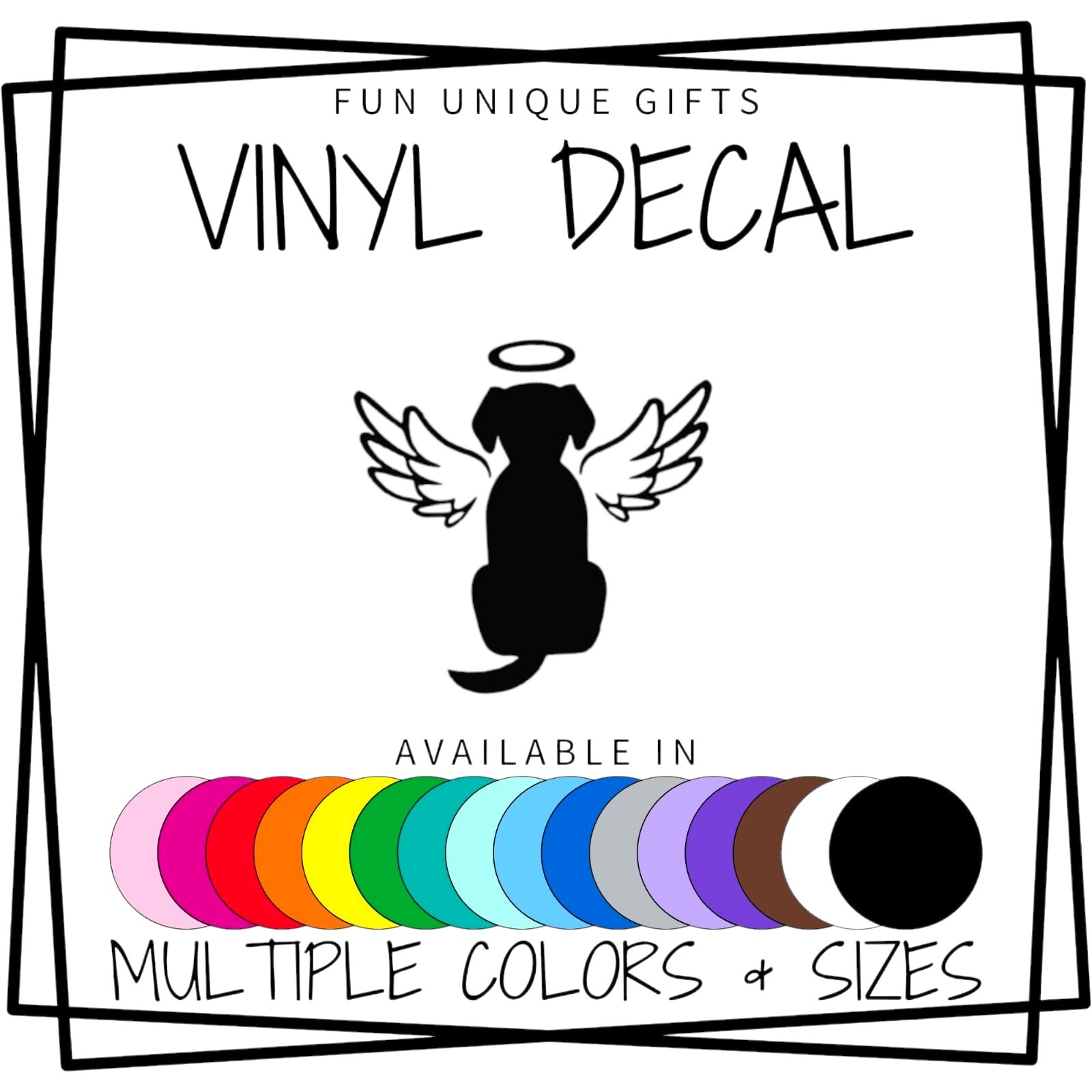 Angel Dog Memorial Vinyl Decal Sticker -Multiple Colors & Sizes- FREE SHIPPING