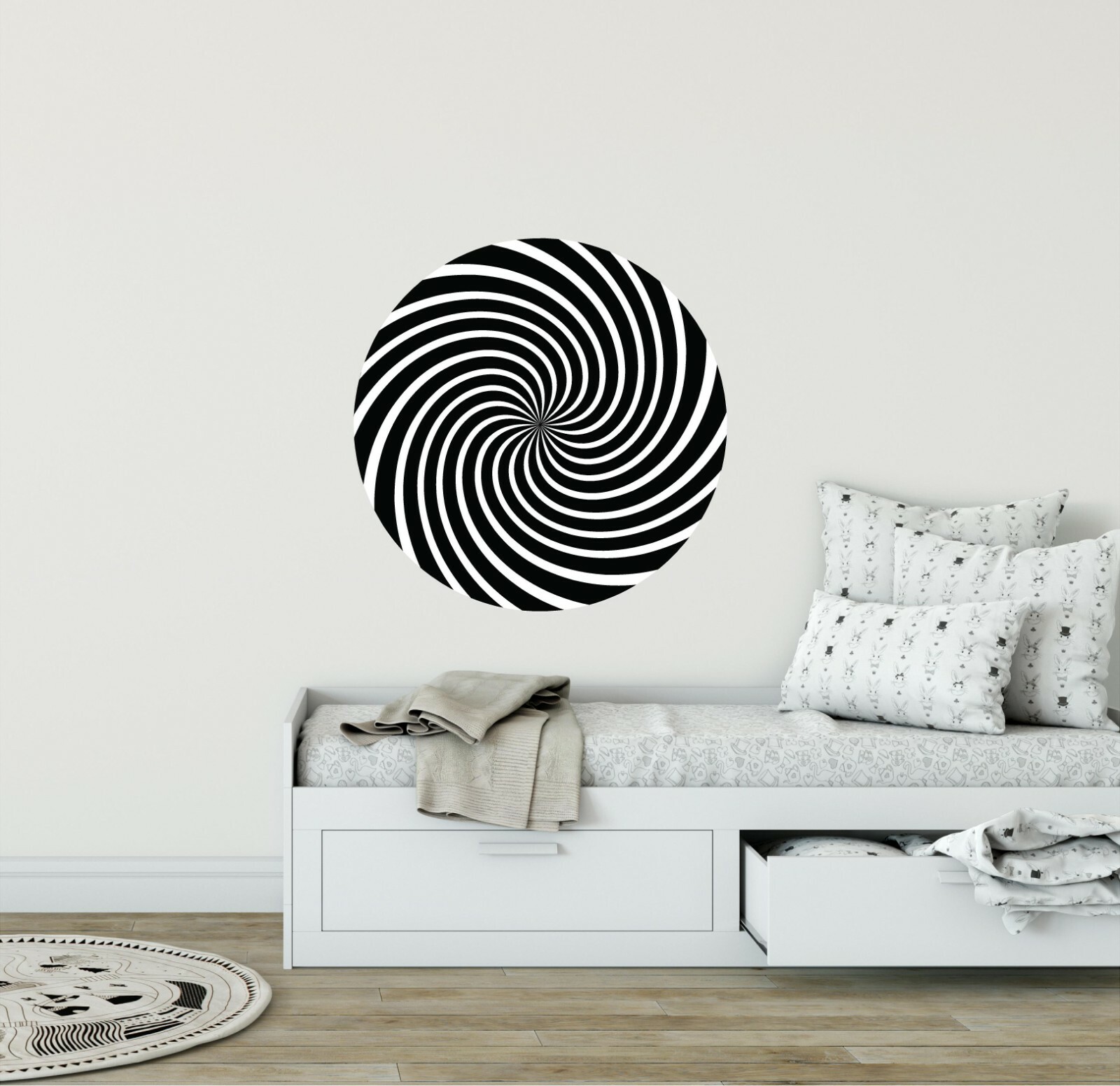 Hypnotic Spiral #3 Wall Decal Circular Optical Illusion Vinyl Wall Art Sticker