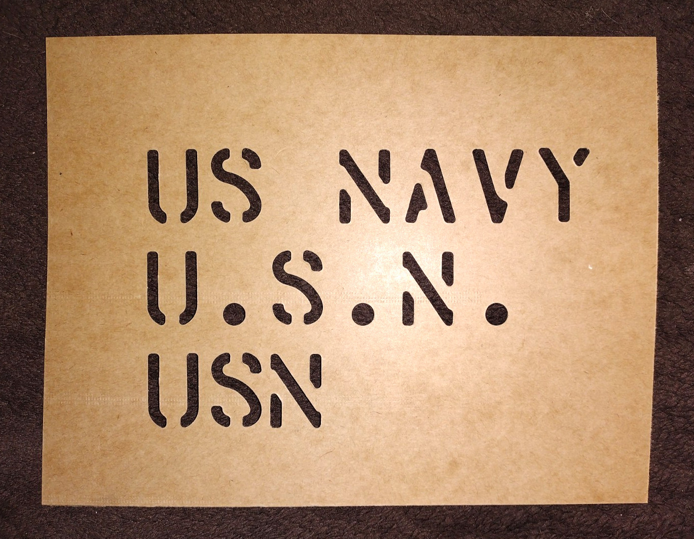 US NAVY – U.S.N. – USN in 1/2" letters MARSH US Military Oil board Stencil paper