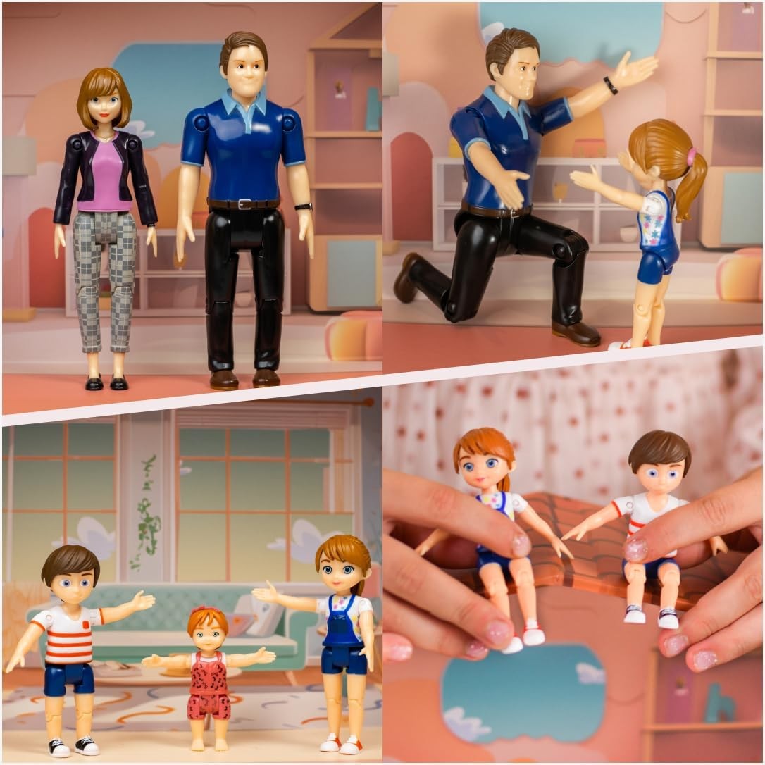 Family Dollhouse People – Doll House People Figures – 5 Poseable Action Figures