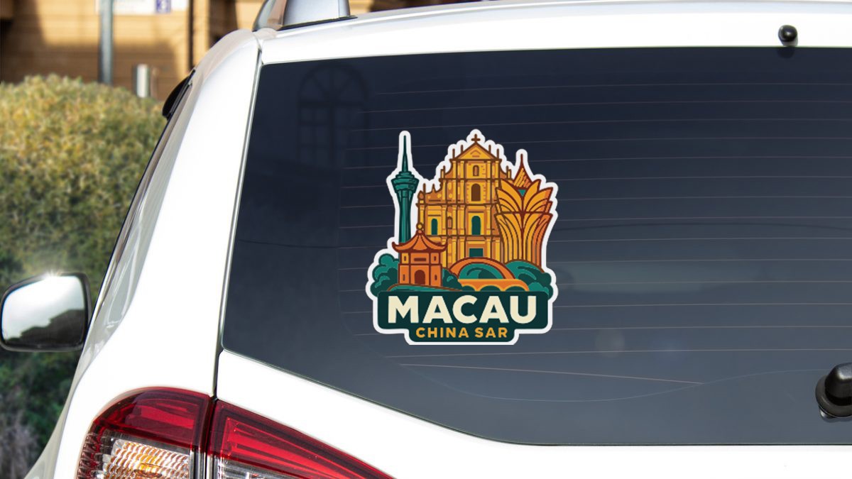 Macau China Sticker Decal Vinyl Die-Cut City Skyline Landmark Design
