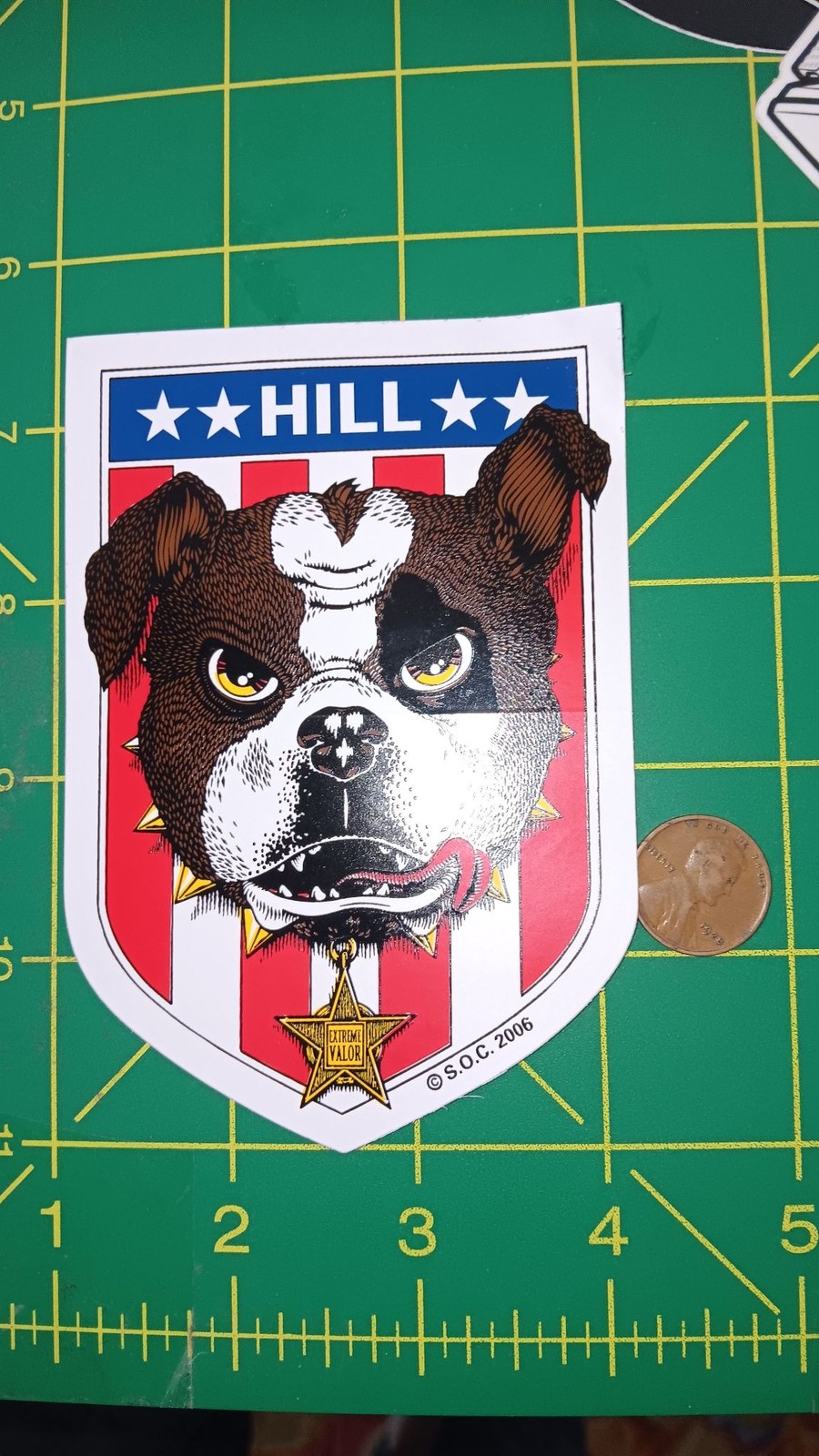Bulldog Sticker Die Cut Hill Extreme Valor SOC 2006 Red Vinyl Shield Graphic
