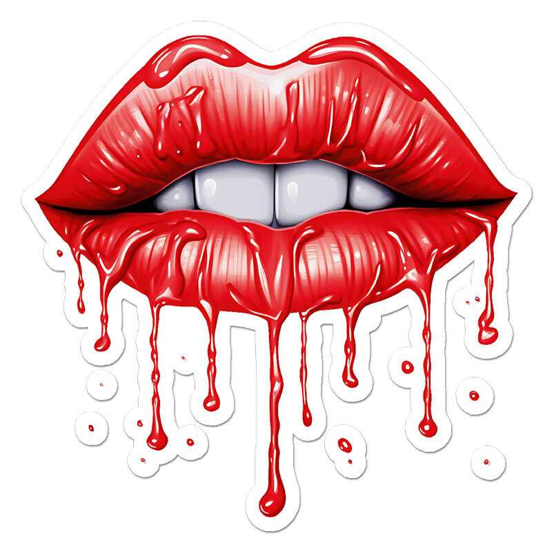 Dripping Red Lips, Vinyl Decal Sticker, Indoor Outdoor, 3 Sizes, #11362