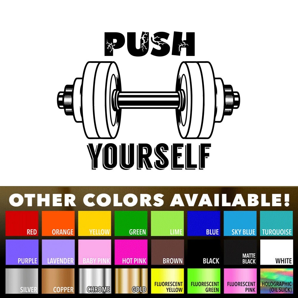 Fitness Quote 4.8×3.6" Push yoursel Vinyl Decal Sticker Car Truck Wall Door