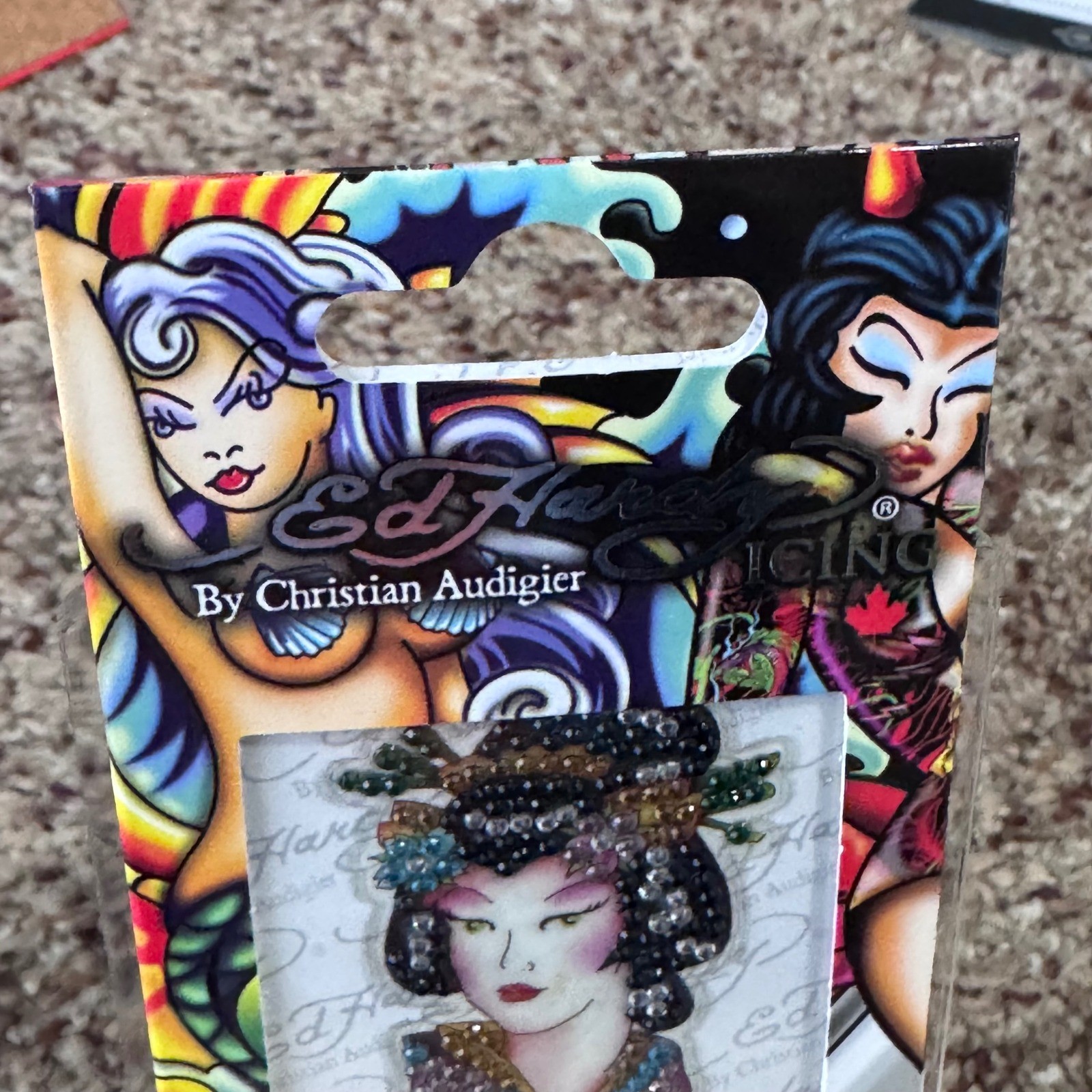 Ed Hardy By Christian Audigier Peel Stick Crystal Decal Geisha Face Japan Tattoo