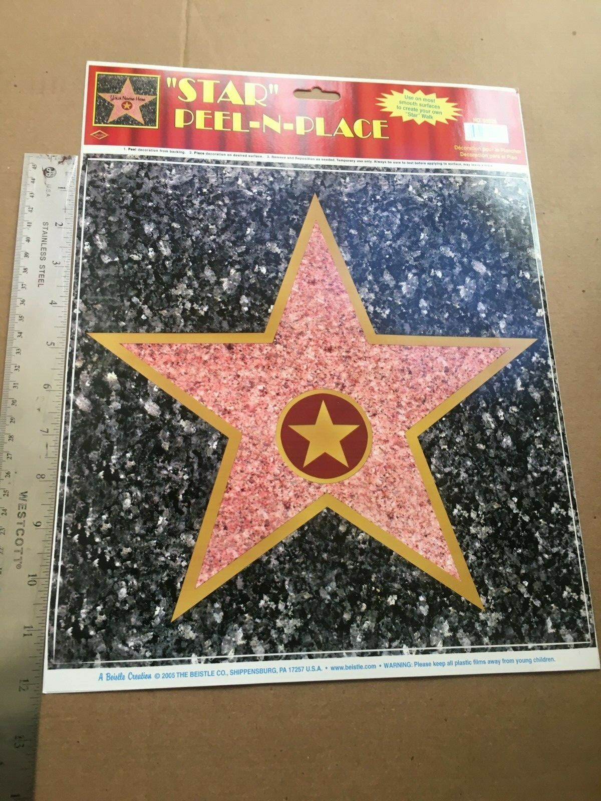One HOLLYWOOD WALK OF FAME STAR wall sticker big decal YOU ADD YOUR NAME Free 5'