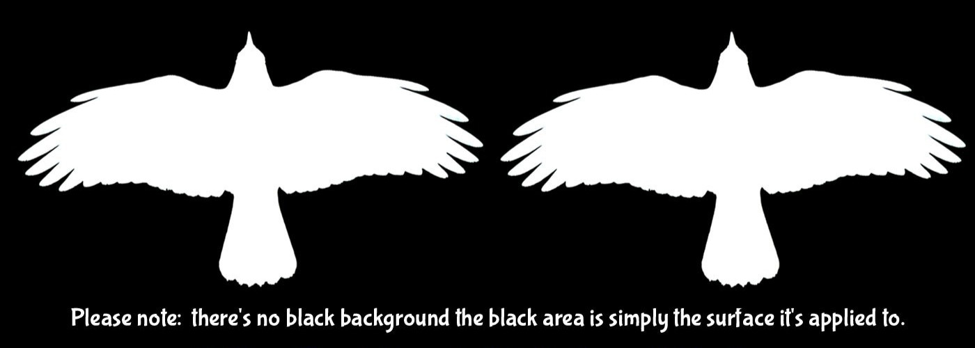 Crow Raven Silhouettes White Vinyl Decals Vehicle window Door Bumper Tumbler