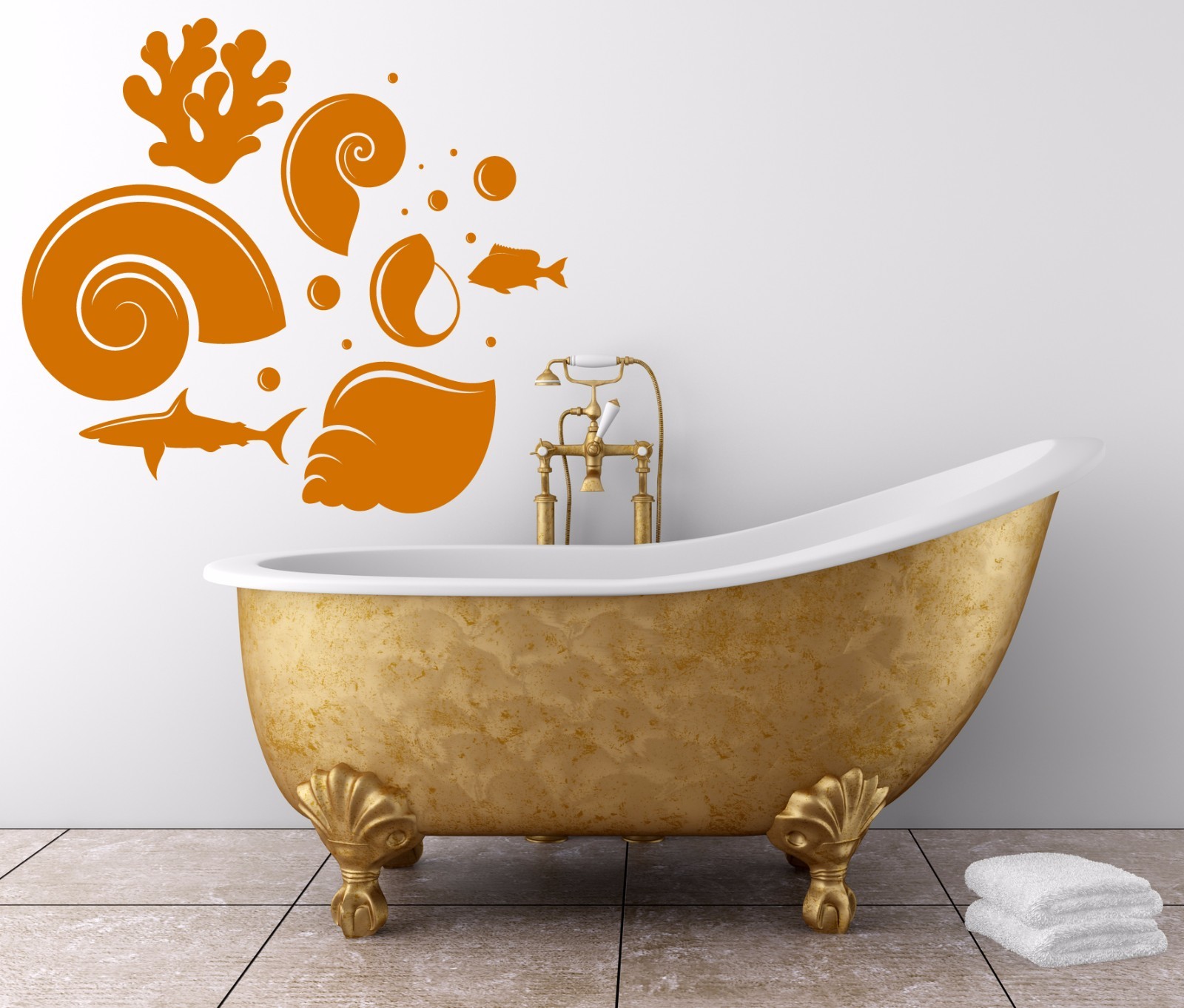 Wall Vinyl Decal Sea Shell Pearl Romantic Bathroom Home Decor z4546