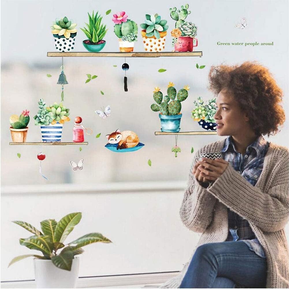 36pcs Plants Wall Decor Decal, Cactus Green Plants Pastoral Style Wall Stickers