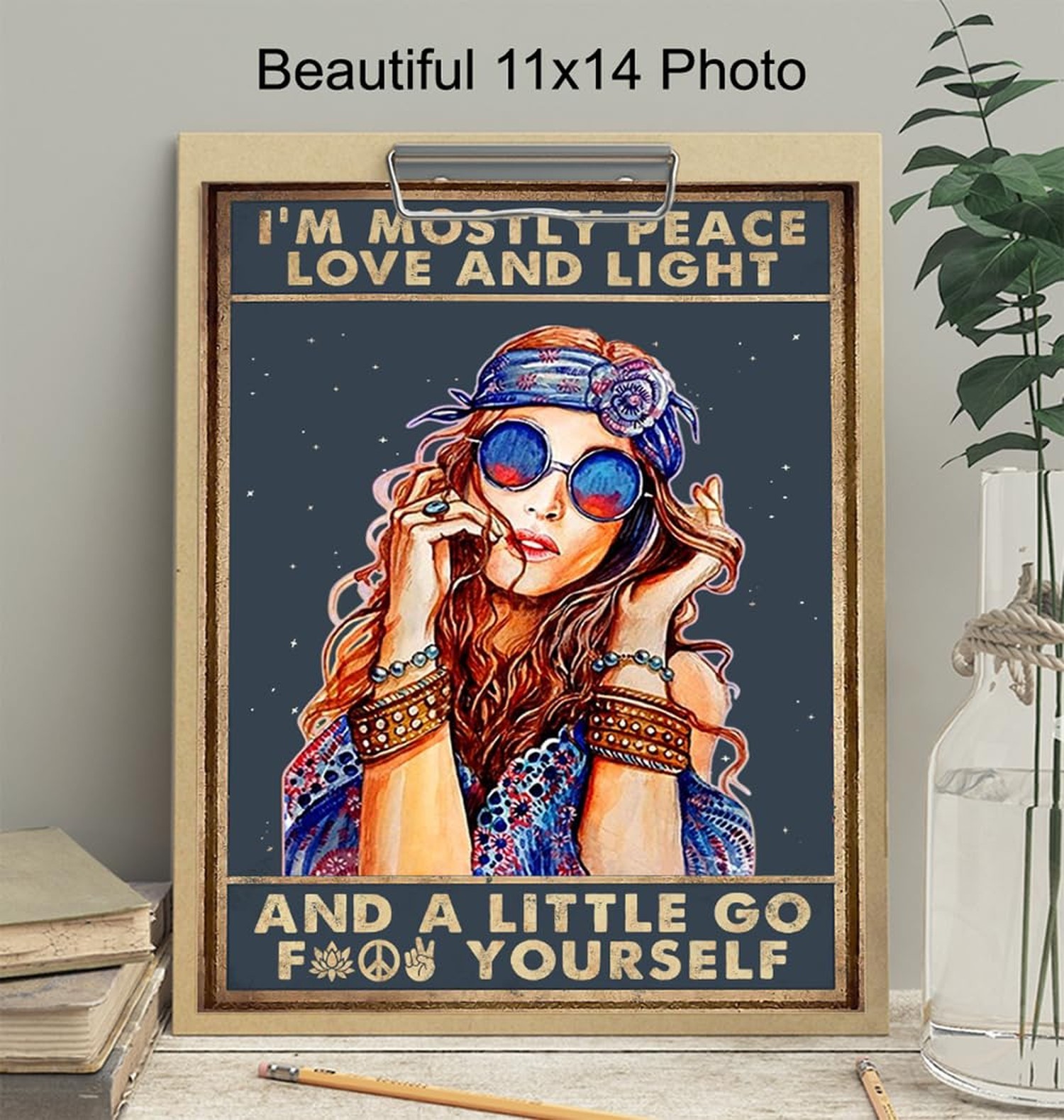 Boho Love And Light Wall Art 11×14 – Inspirational Bohemian Decor – positive …