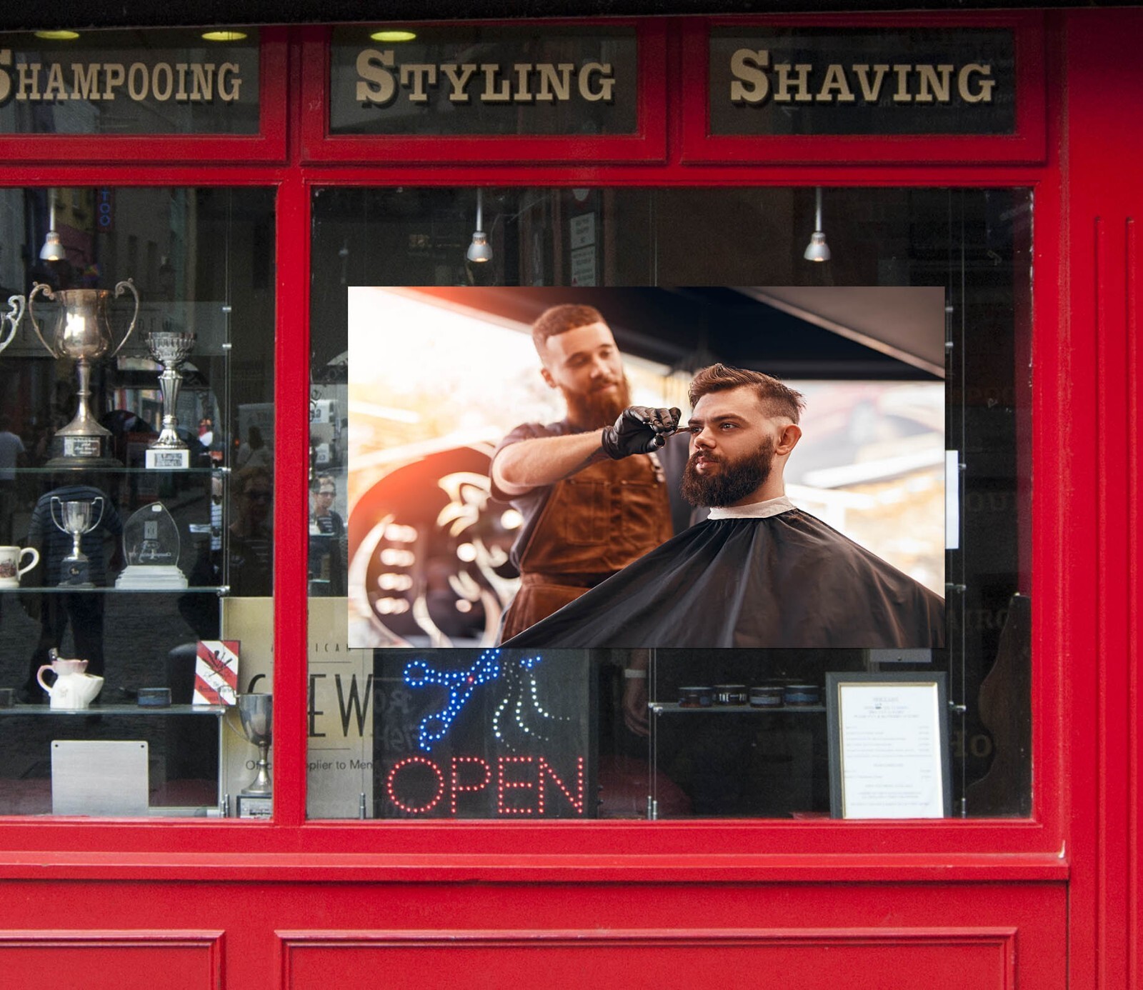 3D Man Hair Cut A647 Barber Shop Window Stickers Vinyl Wallpaper Wall Murals Amy