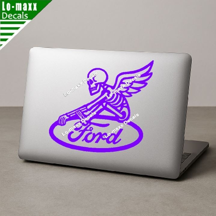 Ford Reaper Skeleton Wings Car Truck Window Hood Die Cut Vinyl Decal Sticker