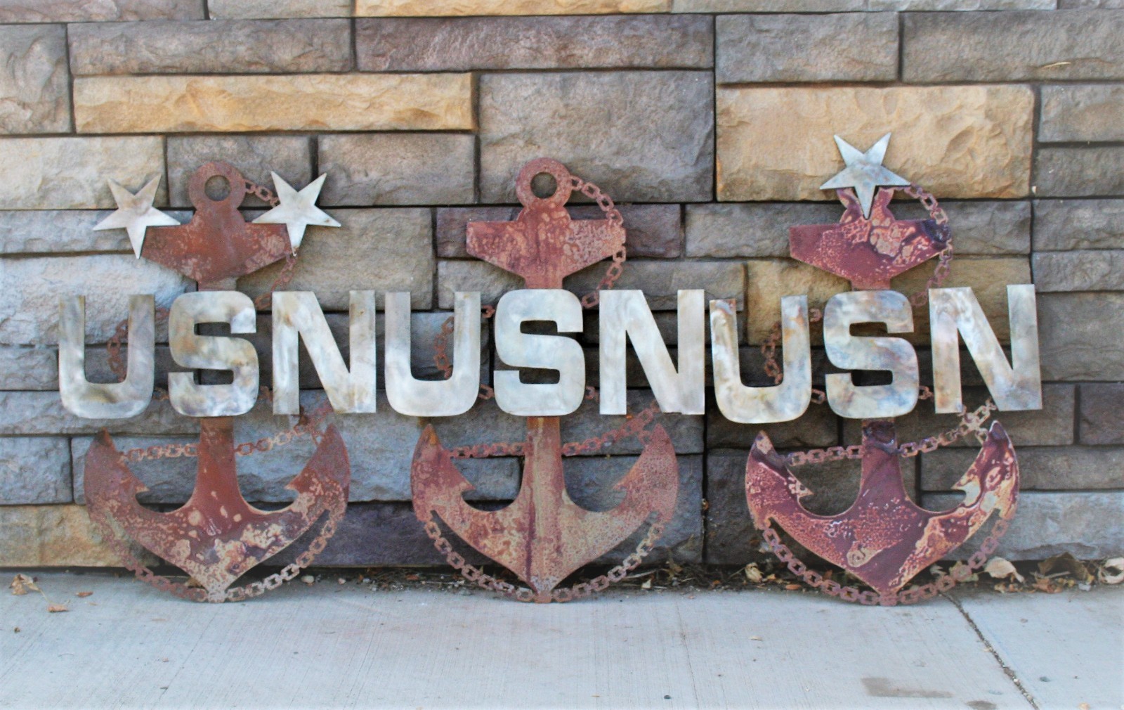 US Navy Chief Anchor Rustic Steel Wall Decor — 19" tall