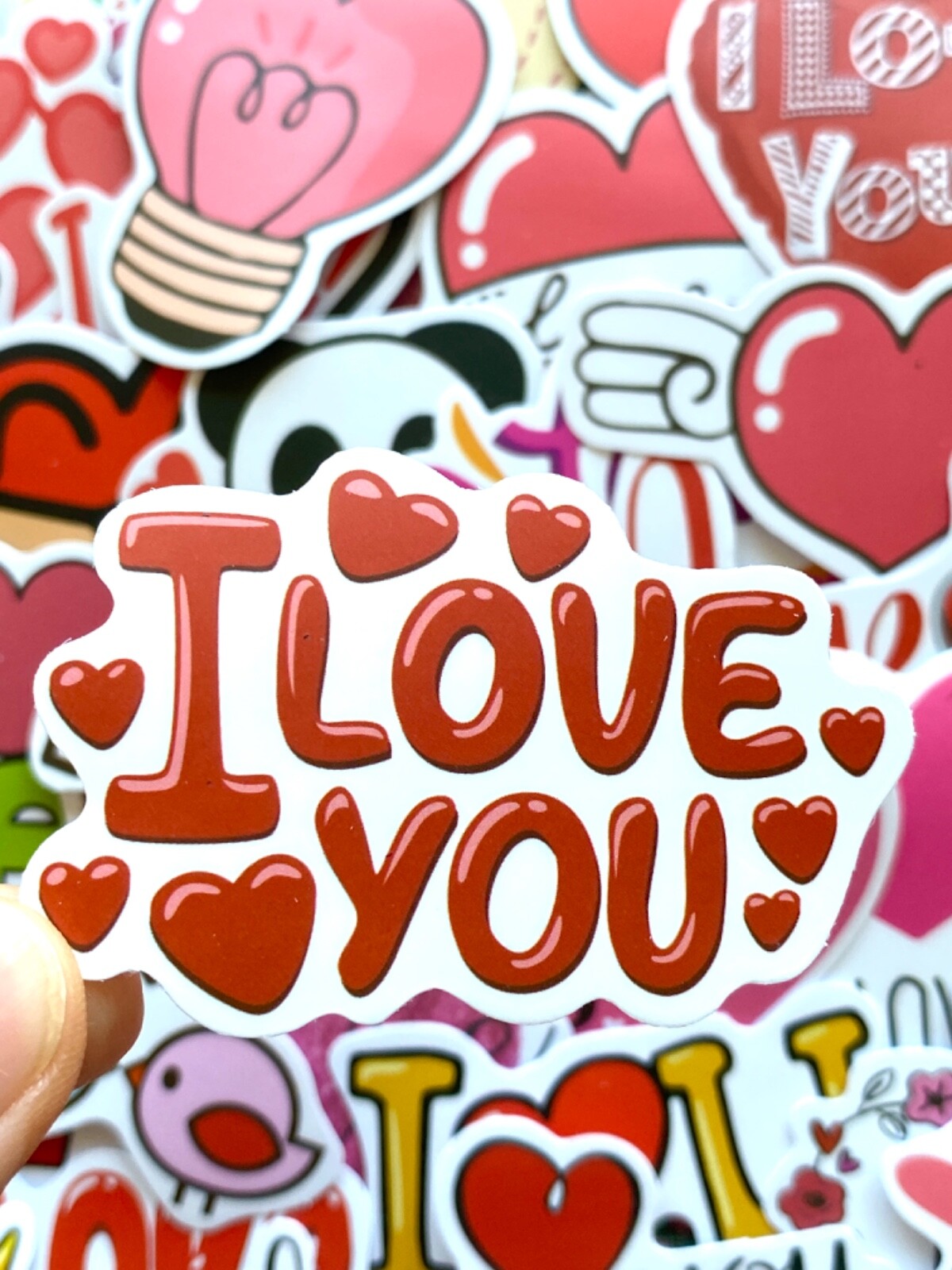 5-50 pcs Love Stickers, Valentines Cute Heart Red Water Bottle Car Laptop Decals