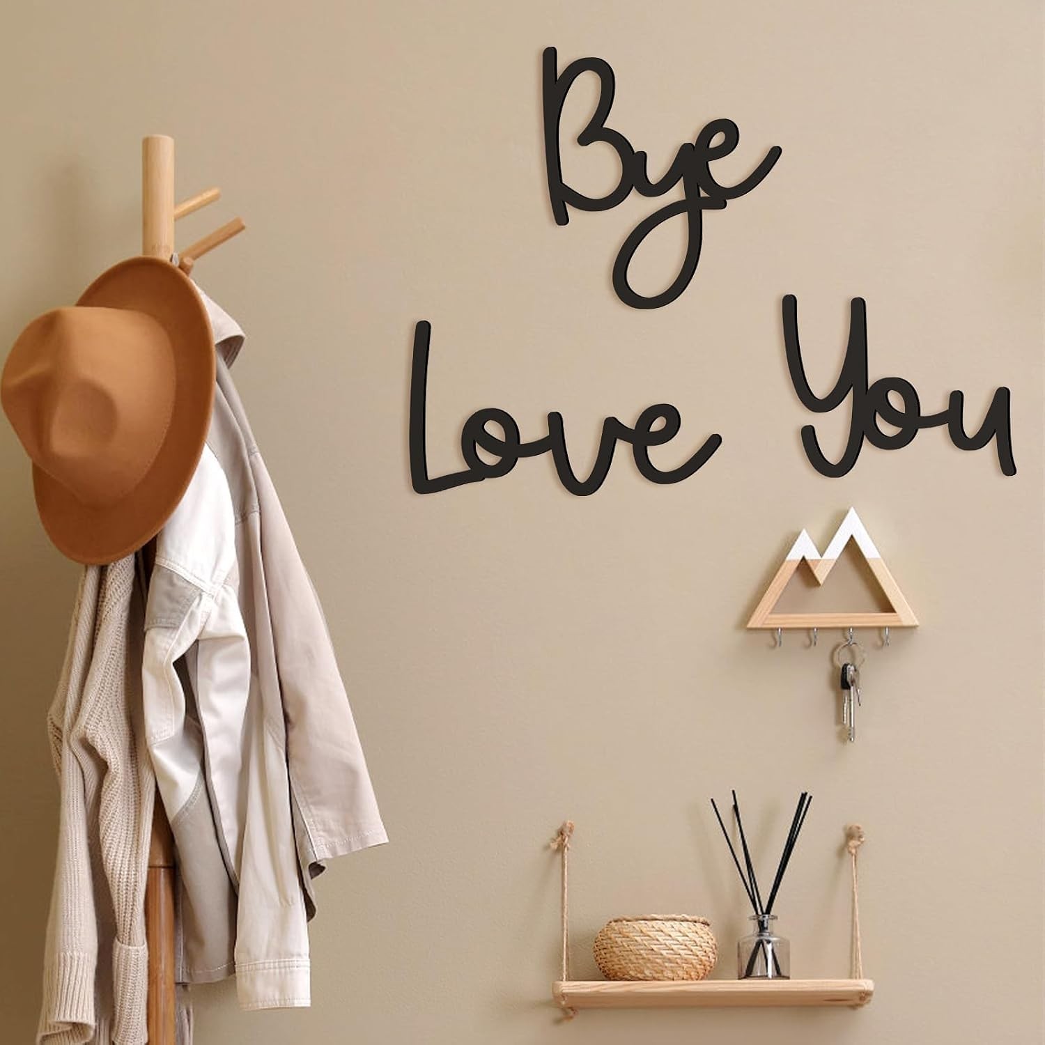 Wall Decor Love You Bye Sign 31.5 inch Wood Heart Wall Art Hallway Entryway D…