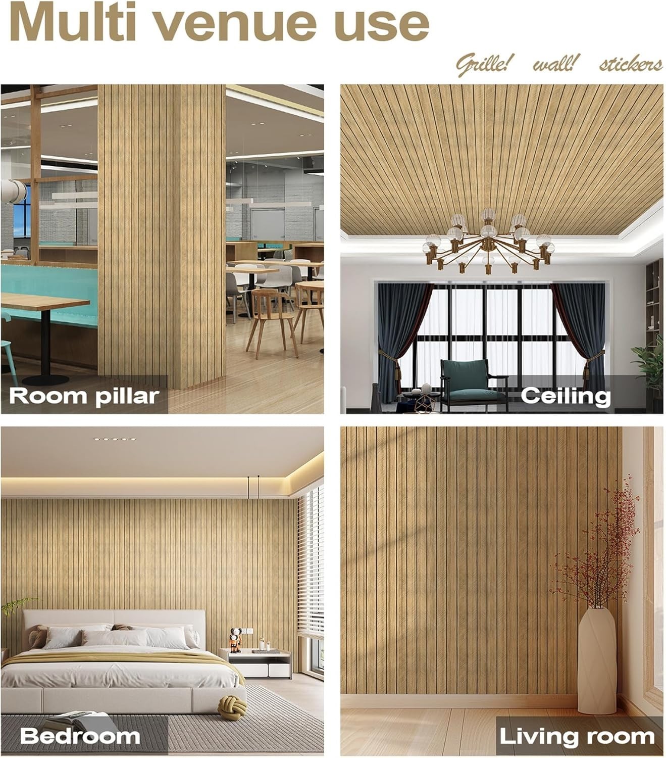 Wood Grain Slat 3D Wall Panel -15.75"x118"Soundproof Self-Adhesive Wall Stick…