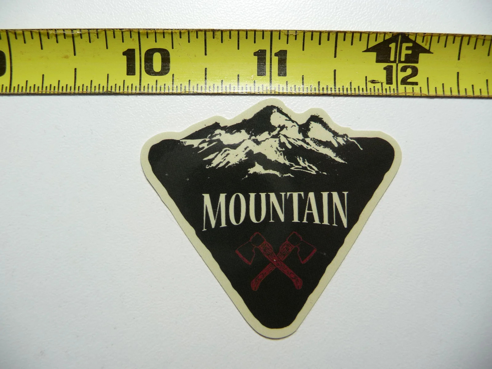 MOUNTAIN HATCHETS AXES SMALL STICKER DECAL HIKING CAMPING WOODS GEAR PARK