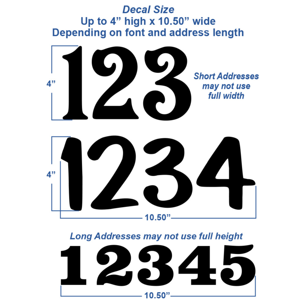 Address Numbers Vinyl Decal, Custom Horizontal Up to 4" High – 1229-Single