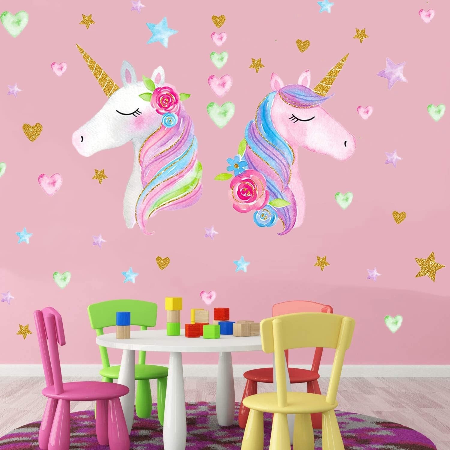 Unicorn Wall Decal,Large Size Unicorn Wall Sticker Decor for Gilrs Kids Bedro…