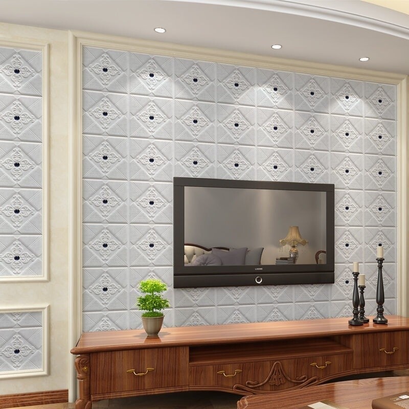3D Embossed Wall Sticker Self-adhesive Wallpaper Beads Decal DIY Home Decor