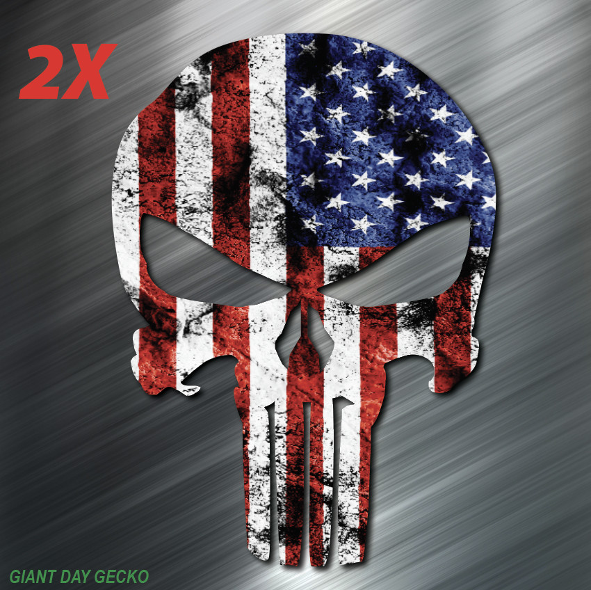 (2) The Punisher United States 1776 America car Laptop Wall Sticker Decal USA