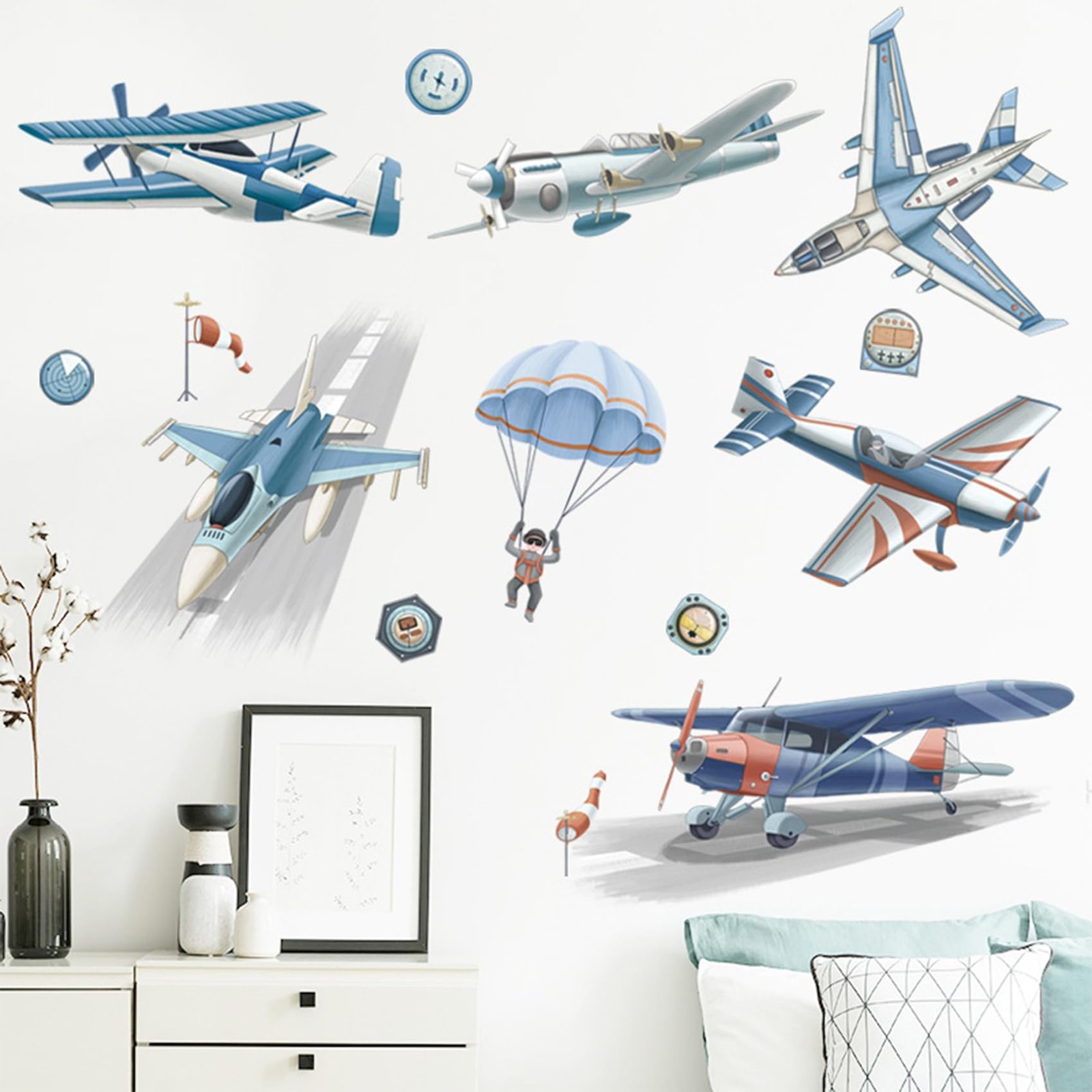 Airplane Wall Decals Airplanes for Kids Airplane Art Space Decor for Boys Room