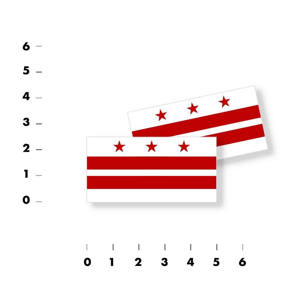 Washington D.C. Flag – Set of 4 Vinyl Sticker / Adhesive Decals Various Sizes