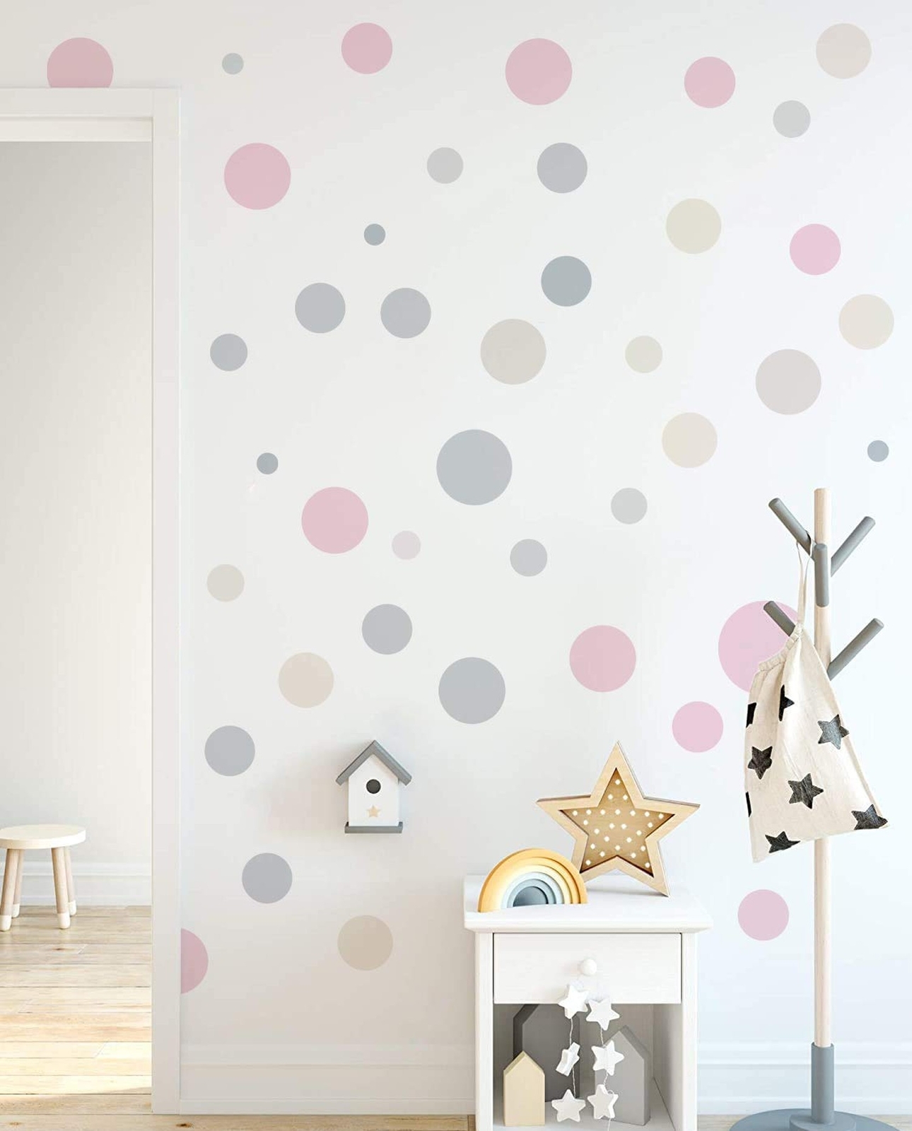 Runtoo Polka Dot Wall Decals for Girls Bedroom Colorful Boho Modern Wall Art …