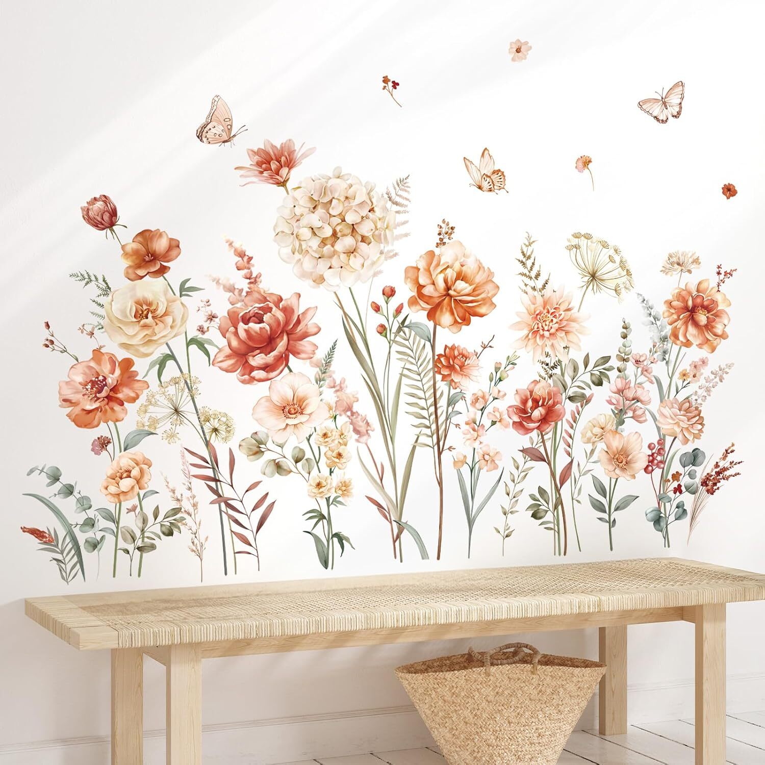 decalmile Boho Flower Wall Decals Wildflower Garden Floral Grass Multi Color