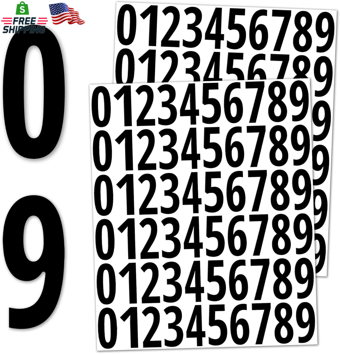 600 Pieces, 1" – Number Stickers, Waterproof Vinyl Stick on Numbers – Black