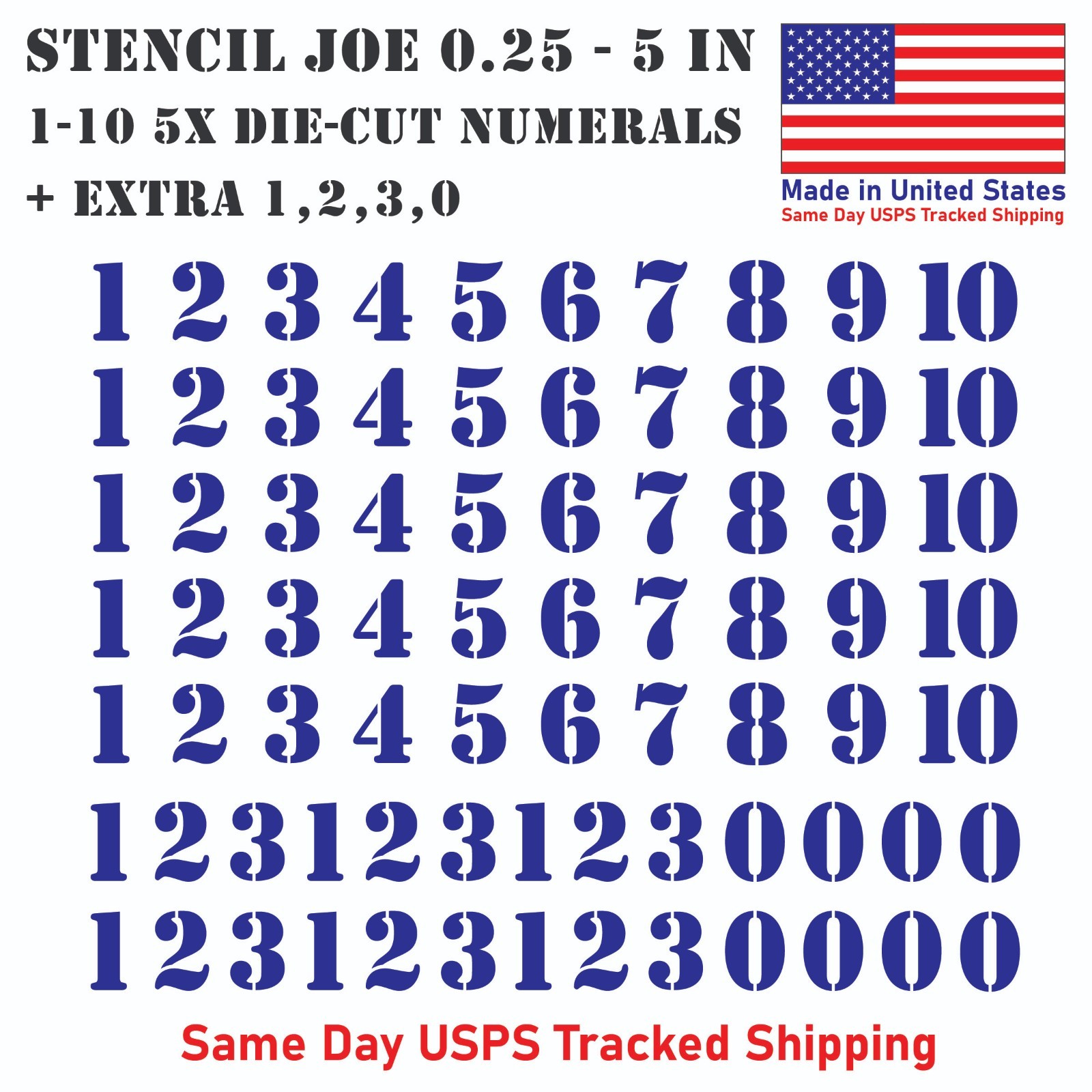 1-10 5x+ Stencil Joe Outdoor Vinyl Decal Numbers for Mailbox Door Address Locker