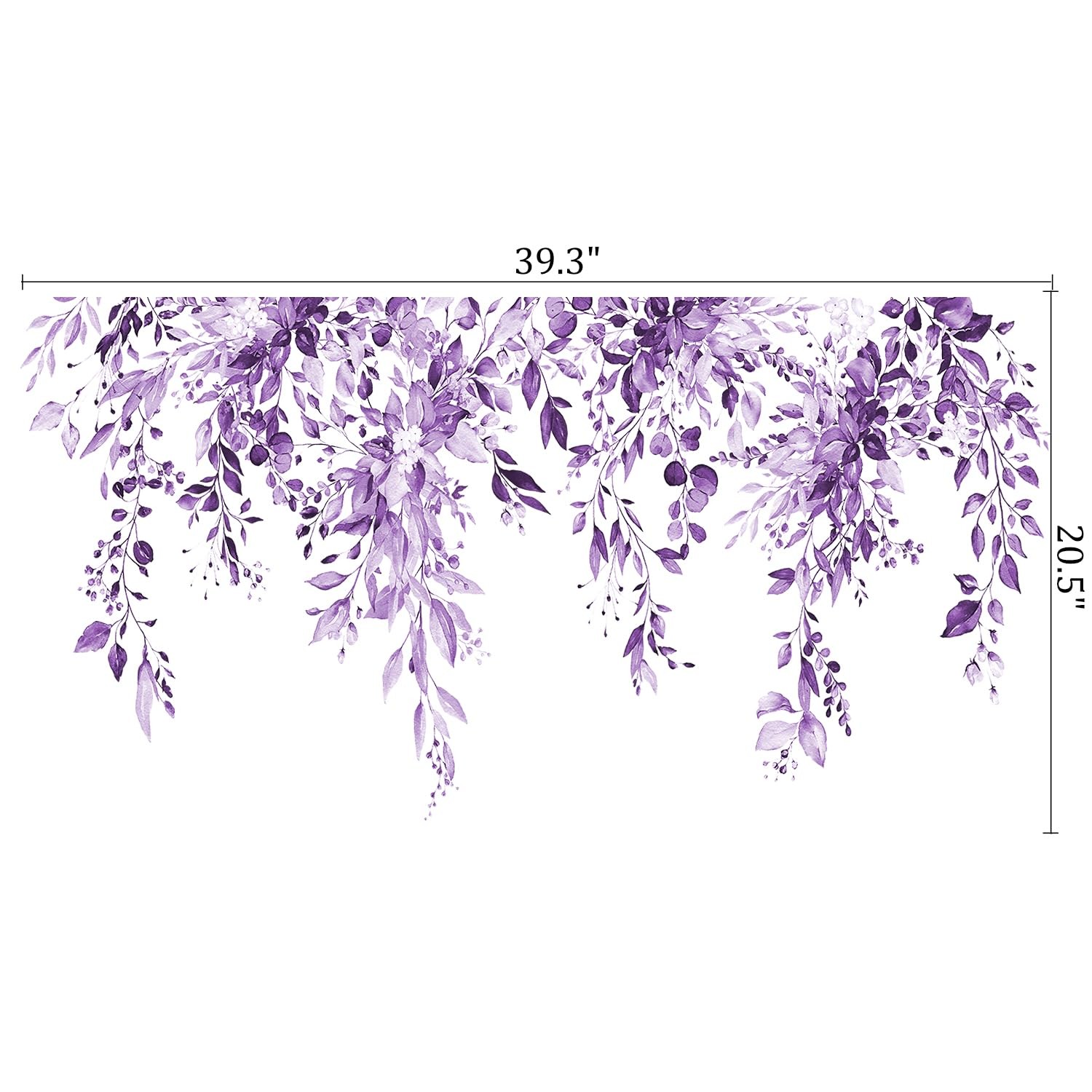 Purple Plants Leaves Wall Decals Peel and Stick, Floral Flowers Wall Stickers…