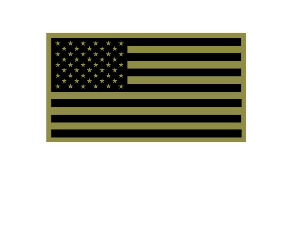 USA FLAG AMERICAN Car Vinyl Window Decal/Sticker OLIVE/BLACK