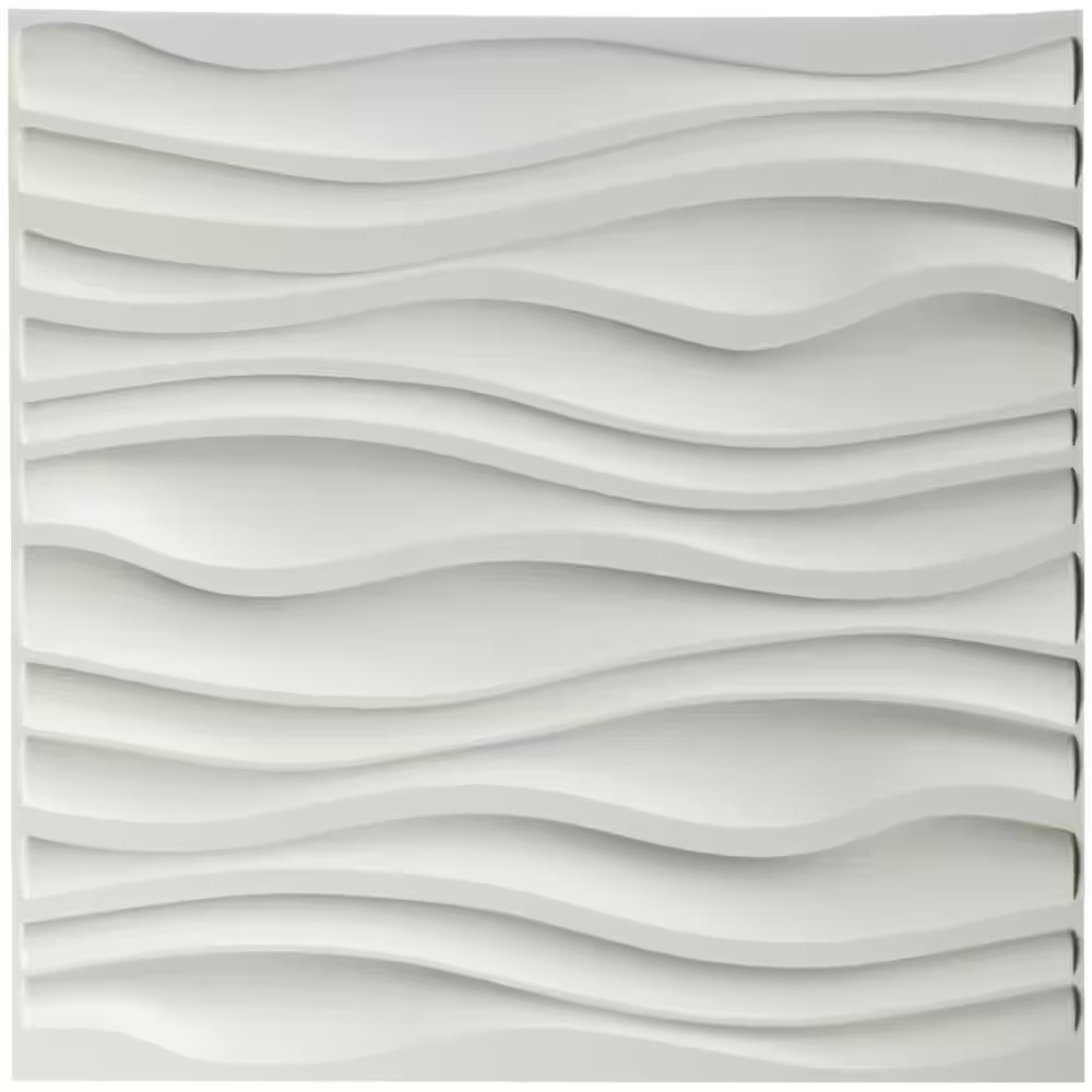 19.7 In. X 19.7 In. Decorative PVC 3D Wall Panels Wavy Wall Design (12-Pack)