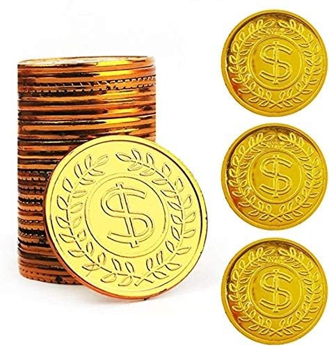 TCOTBE Pirate Gold Coins Plastic Set of 100,Play Treasure Small,
