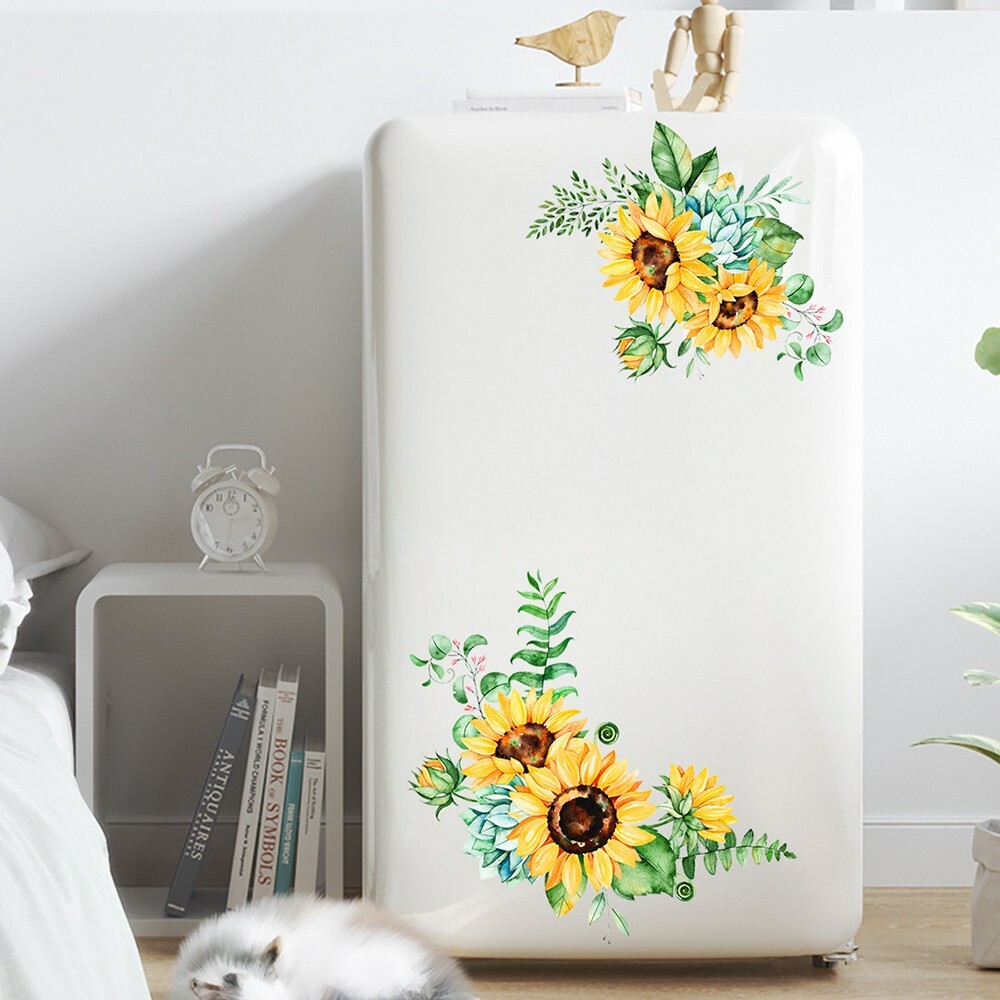 Transparent Border Vinyl Home Art Decal Decor Sunflowers Butterfly Wall Stickers